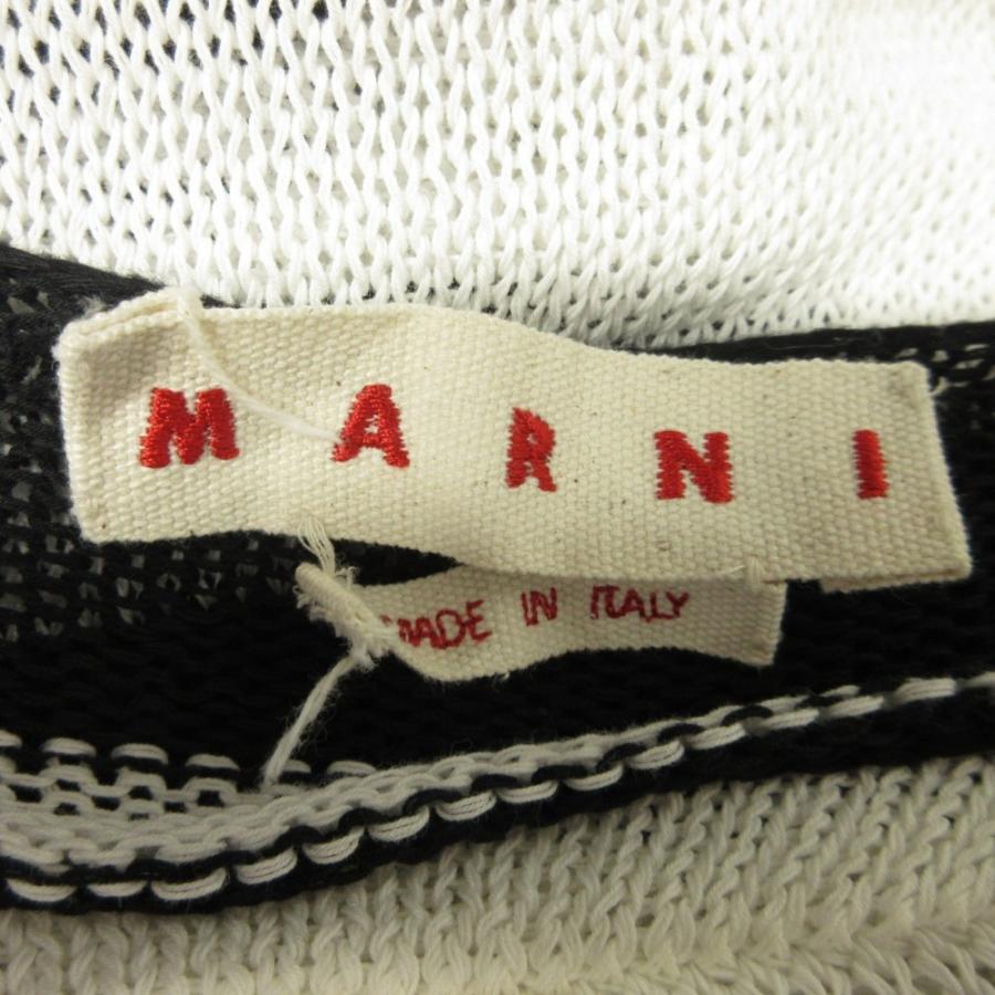 良品 MARNI マルニ 21ss ボーダー ニット ワンピース セーター ドレス フリンジ 40 黒 ブラック 白 ホワイト レディース 古着 中古 | MARNI | 06