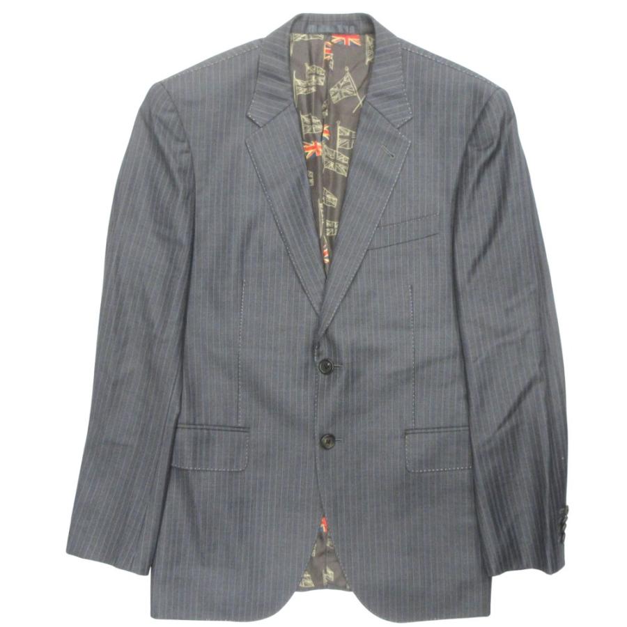 美品 Paul Smith ポール・スミス ロロピアーナ セットアップ スーツ ジャケット スラックス パンツ 総裏 ストライプ サイズL グレー メンズ 古着 中古 | Paul Smith | 01
