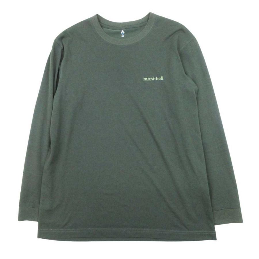 mont-bell モンベル WIC.ロングスリーブT Tシャツ ワンポイントロゴ カットソー トップス 長袖 XS ダークグリーン メンズ 古着 中古 | mont-bell
