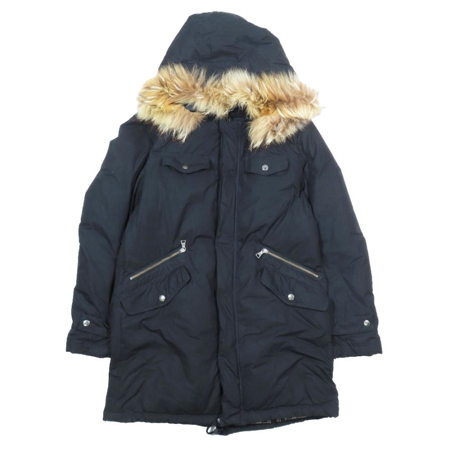 BURBERRY BLACK LABEL バーバリー ブラックレーベル ファー モッズコート ダウンコート アウター L ブラック メンズ 古着 中古 USED BURBERRY BLACK LABEL（バーバリーブラックレーベル） バーバリー