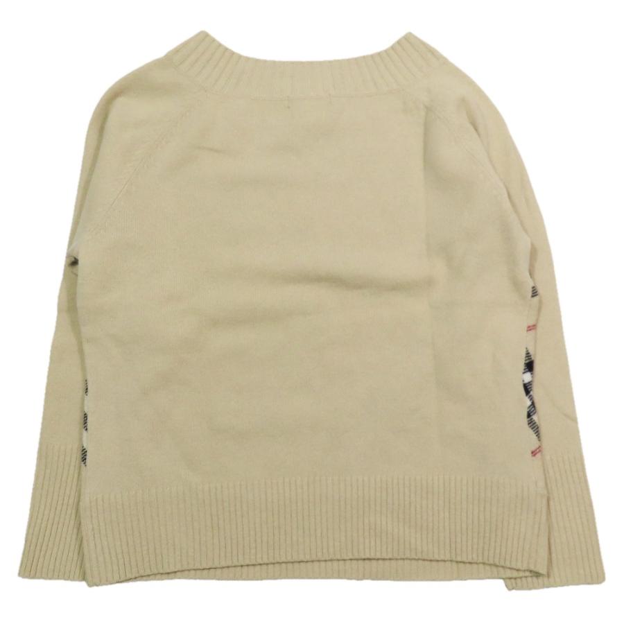 美品 BURBERRY LONDON バーバリーロンドン ノバチェック ニット セーター カットソー ウール カシミヤ混 5 大きいサイズ ベージュ レディース 古着 中古 |  | 01