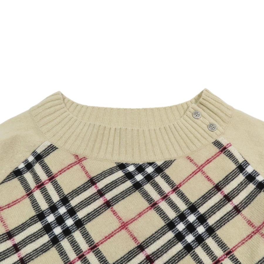 美品 BURBERRY LONDON バーバリーロンドン ノバチェック ニット セーター カットソー ウール カシミヤ混 5 大きいサイズ ベージュ レディース 古着 中古 |  | 02