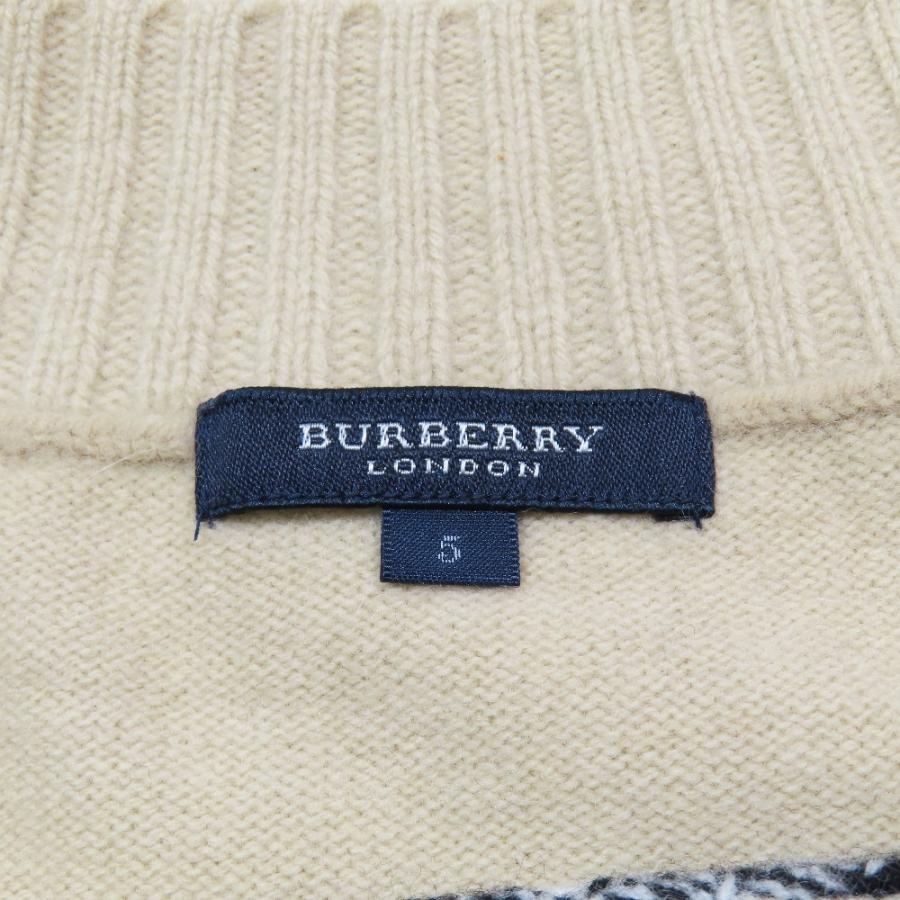 美品 BURBERRY LONDON バーバリーロンドン ノバチェック ニット セーター カットソー ウール カシミヤ混 5 大きいサイズ ベージュ レディース 古着 中古 |  | 04