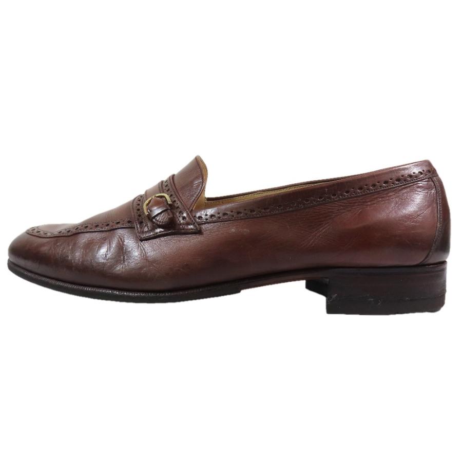 Salvatore Ferragamo サルヴァトーレフェラガモ ベルトストラップ ローファー レザー シューズ 8EE ダークブラウン メンズ 古着 中古 |  | 01