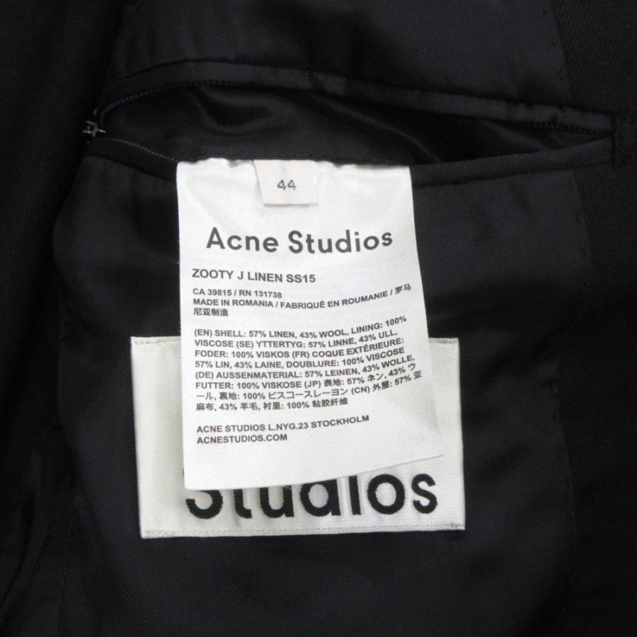 美品 ACNE STUDIOS アクネストゥディオズ 15SS ZOOTY J リネン シングル ブレスト スーツ ジャケット ブレザー 背抜き 44 黒 ブラック メンズ 古着 中古 | Acne Studios | 05