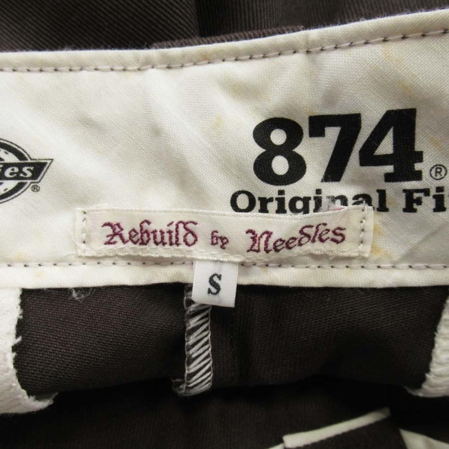 美品 Rebuild by Needles x Dickies リビルドバイニードルス ディッキーズ 874 再構築 ワークパンツ カラーステッチ S ダークブラウン メンズ 古着 中古 USED Rebuild by Needles 美品 Rebuild by Needles x Dickies リビルドバイ