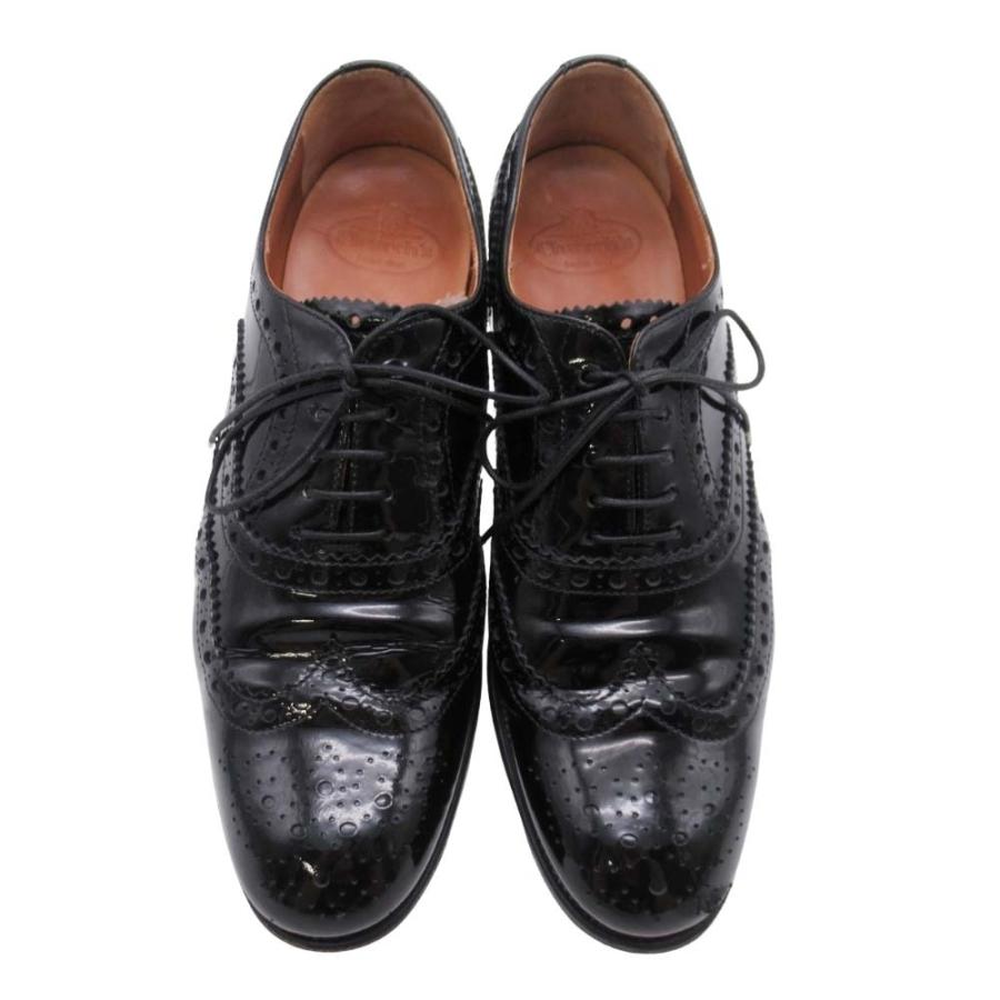 良品 CHURCH'S チャーチ BURWOOD 3W バーウッド オックスフォードシューズ エナメル フルブローグ ウィングチップ 革靴 36/23.0 黒 レディース 古着 中古 | Church's | 01