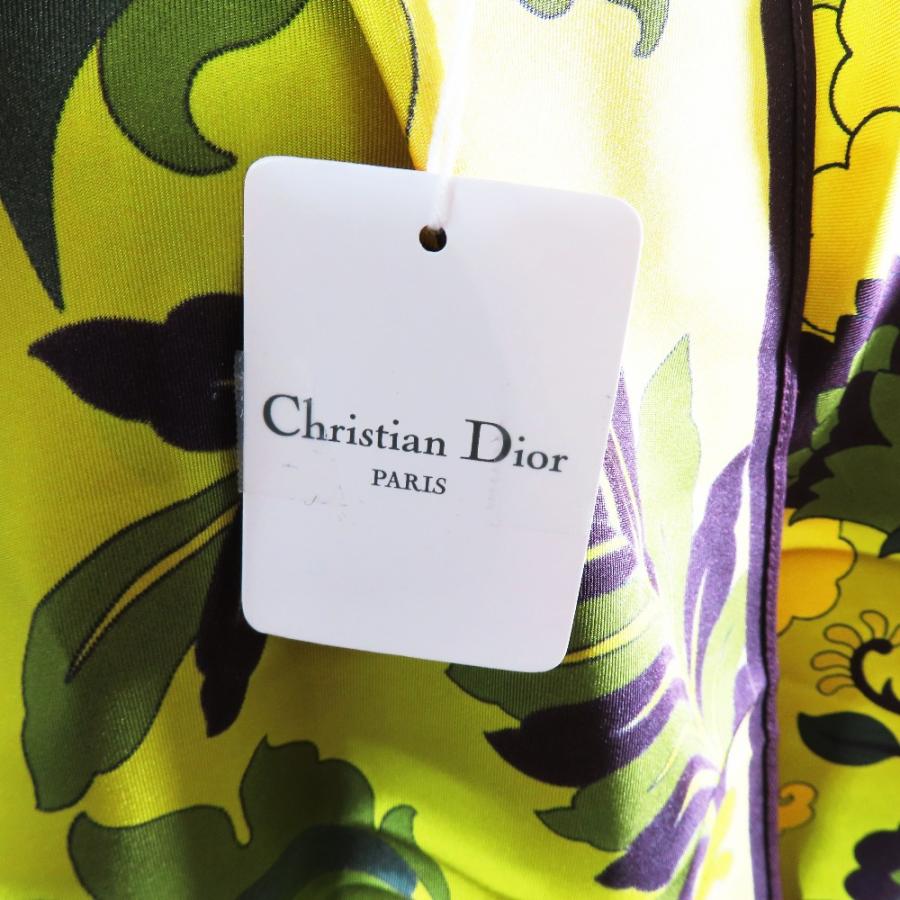 未使用 Christian Dior クリスチャンディオール フラワー ホルターネック シルク トップス カットソー シャツ ブラウス イエロー レディース 古着 中古 | Christian Dior | 04