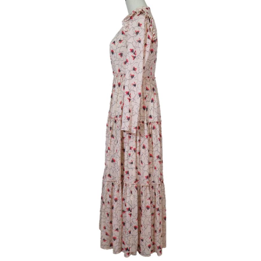 美品 DOUBLE STANDARD CLOTHING ダブルスタンダードクロージング シフォンフリルワンピース ドレス 長袖 ロング丈 36 ピンク レディース 古着 中古 | DOUBLE STANDARD CLOTHING | 01