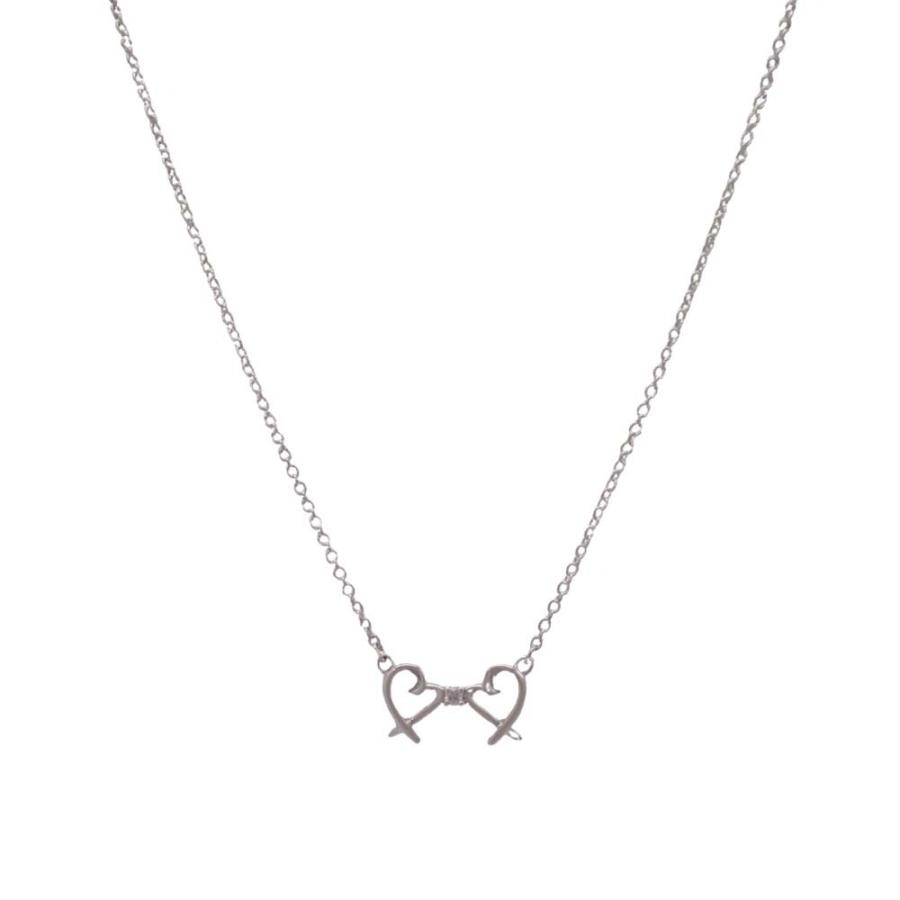 極美品 ティファニー ネックレス 1P ダイヤ ダブルラビングハート 925 TIFFANY&Co.（ティファニー） 新品同様 新品仕上げ済 ダブルラビング
