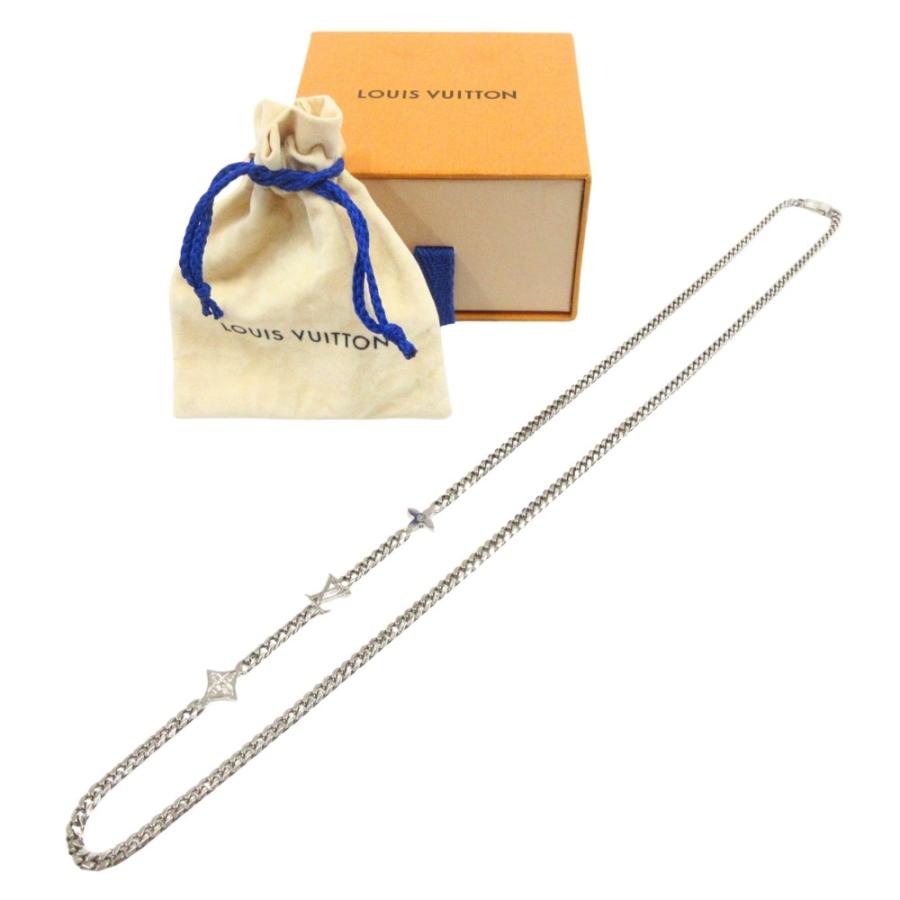 美品 LOUIS VUITTON ルイヴィトン メタル ネックレス アクセサリー モノグラム ロウ LV フラワー M01490 RM3273 シルバー メンズ 古着 中古 USED LOUIS VUITTON（ルイ・ヴィトン） 美品 メタル ネックレス