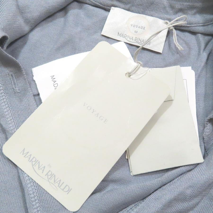 未使用 VOYAGE by MARINA RINALDI マリナリナルディ カーディガン 長袖 開襟 ボタンダウン シルク コットン M ブルーグレー レディース 古着 中古 | MARINA RINALDI | 04