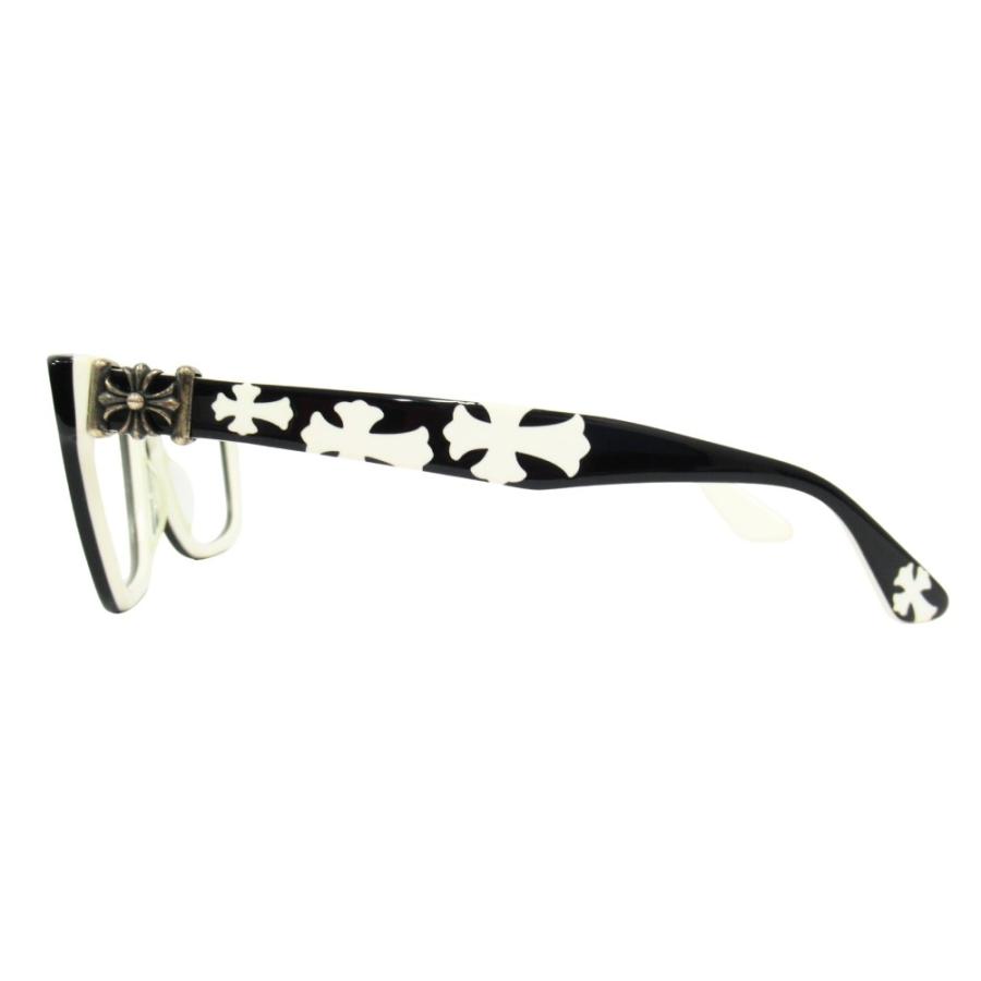 美品 CHROME HEARTS クロムハーツ EASY メガネ めがね 眼鏡 CHクロス サイズ50□19-147 ブラック/ホワイト キッズ 古着 中古 | CHROME HEARTS | 01