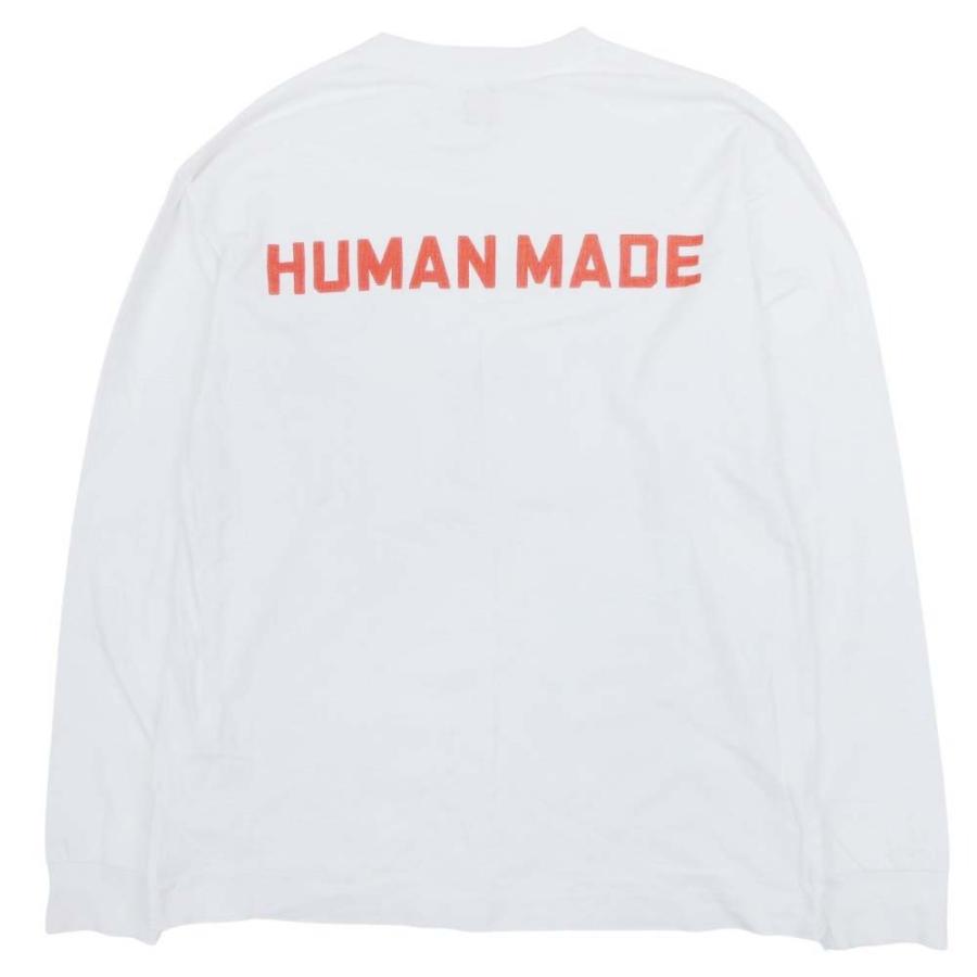 美品 HUMAN MADE ヒューマンメイド ロゴプリント Tシャツ カットソー トップス クルーネック コットン 長袖 L 白 ホワイト メンズ 古着 中古 |  | 01