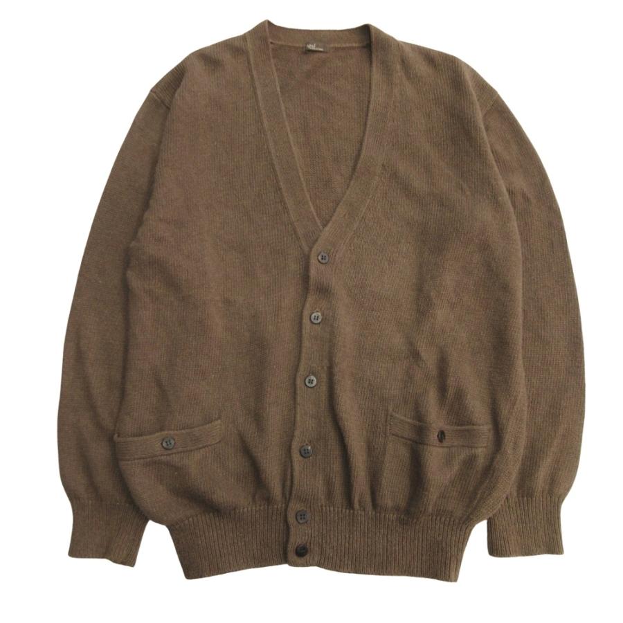 Papas パパス リネン カーディガン ニット セーター 無地 M 茶 ブラウン メンズ 古着 中古 | PAPAS