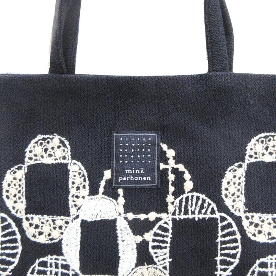 新品同様 mina perhonen ミナペルホネン veronica ヴェロニカ ミニ トート ハンド バッグ 花柄 フラワー 刺繍 SS7363P 紺 ネイビー  レディース 古着 中古 | mina perhonen | 02