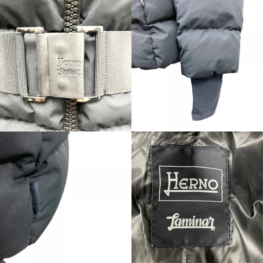良品 Herno ヘルノ Laminar ラミナー ダウン ジャケット ブルゾン ベルト付き 2WAY PI040DL-11106-9300 サイズ42 黒 ブラック レディース 古着 中古 | HERNO | 07