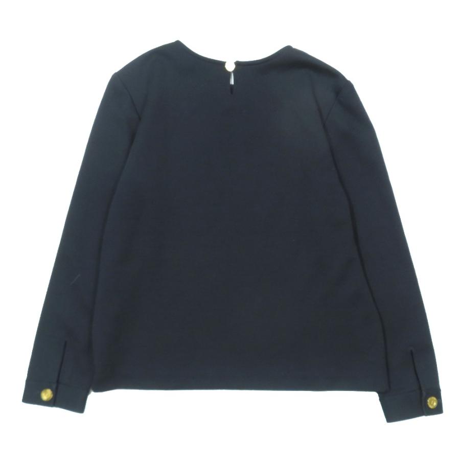 美品 YVES SAINT LAURENT イヴサンローラン ヴィンテージ YSLロゴ金ボタン ウール ニット セーター カットソー クルーネック 長袖 M黒 レディース 古着 中古 | Yves Saint Laurent | 01