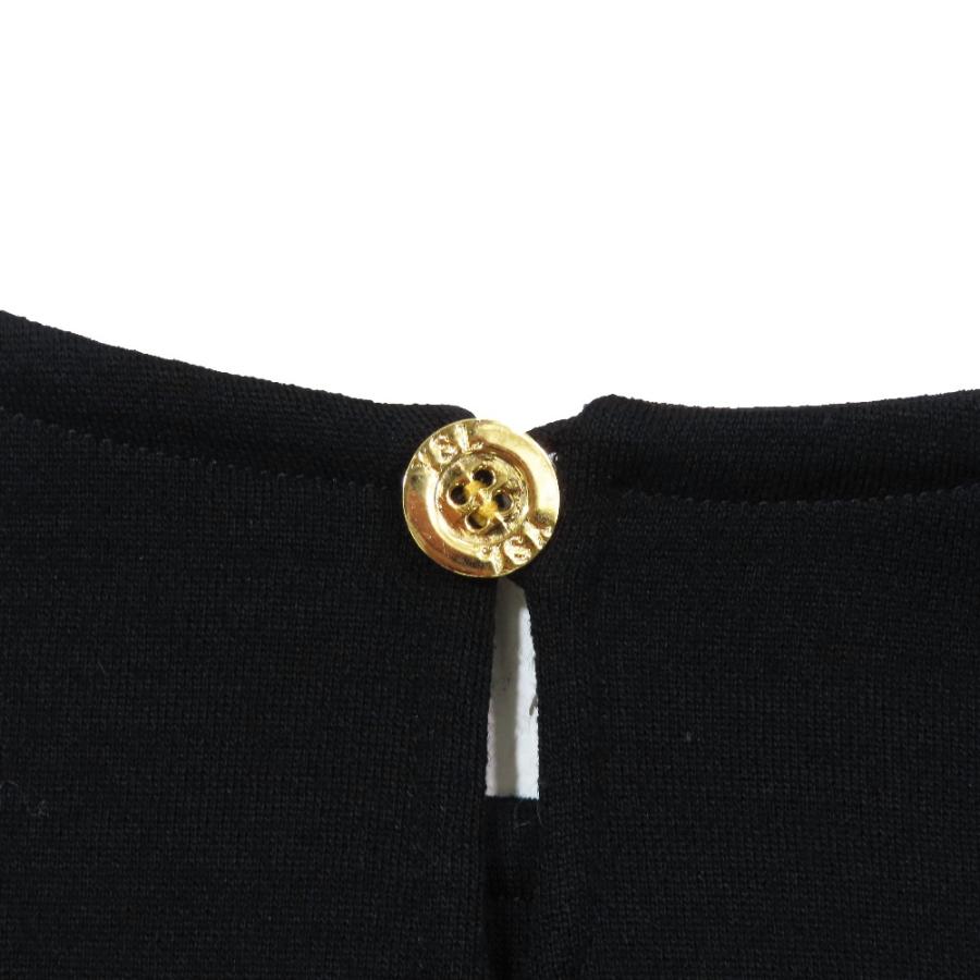 美品 YVES SAINT LAURENT イヴサンローラン ヴィンテージ YSLロゴ金ボタン ウール ニット セーター カットソー クルーネック 長袖 M黒 レディース 古着 中古 | Yves Saint Laurent | 03