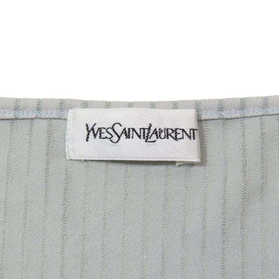 良品 YVES SAINT LAURENT イヴサンローラン ヴィンテージ ストライプ ラウンドネック リネン混 カットソー 五分袖 M グレー レディース 古着 中古 | Yves Saint Laurent | 03