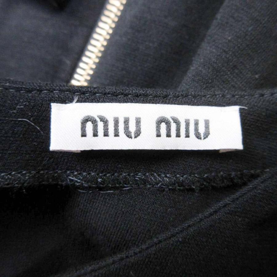 美品 MIUMIU ミュウミュウ ストレッチワンピース 膝丈 ハーフ 長袖 フレア ティアード レーヨン M 黒 ブラック レディース 古着 中古 | miu miu | 04