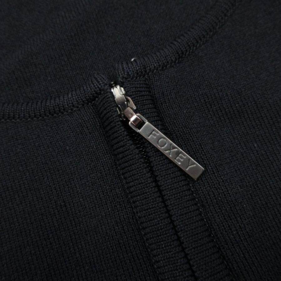良品 FOXEY BOUTIQUE フォクシー ブティック ジップアップ 七分袖 カーディガン ニット ジャケット 羽織 42 黒 ブラック レディース 古着 中古 | FOXEY BOUTIQUE | 04