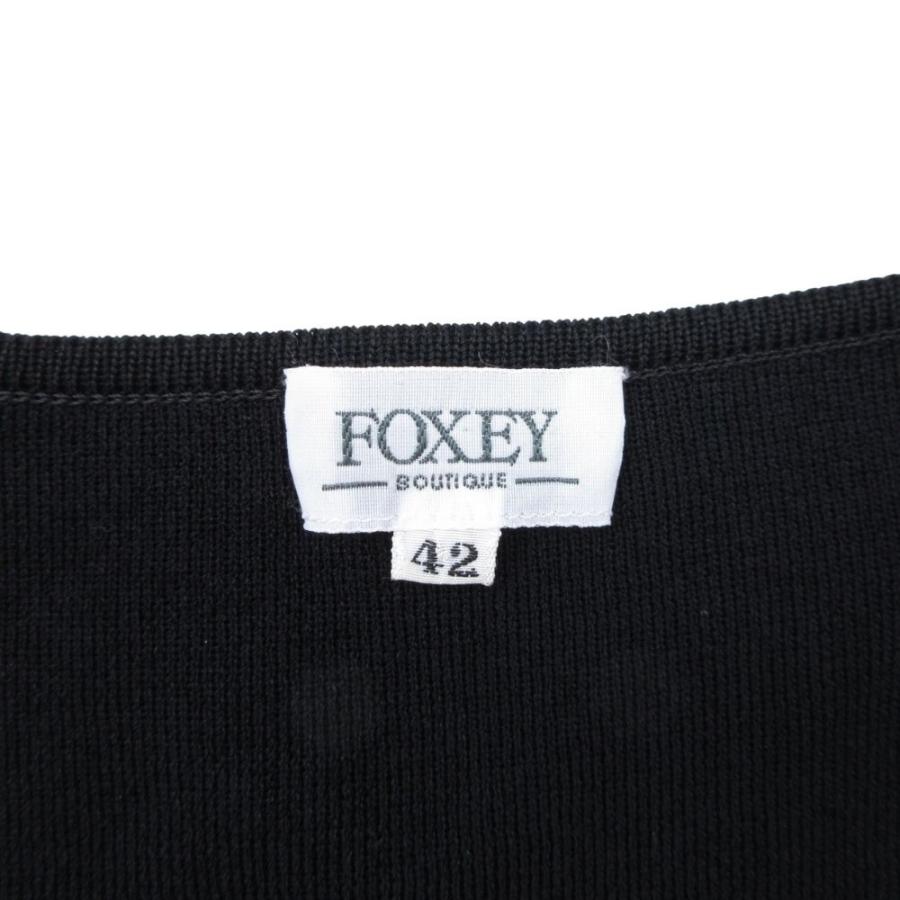 良品 FOXEY BOUTIQUE フォクシー ブティック ジップアップ 七分袖 カーディガン ニット ジャケット 羽織 42 黒 ブラック レディース 古着 中古 | FOXEY BOUTIQUE | 05