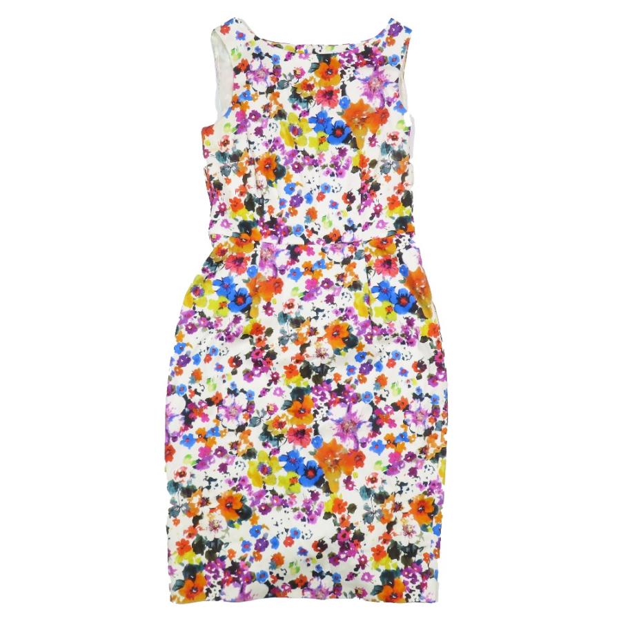 Max Mara マックスマーラ ワンピース 膝丈 花柄 スリット ノースリーブ 42 マルチカラー レディース 古着 中古 | Max Mara