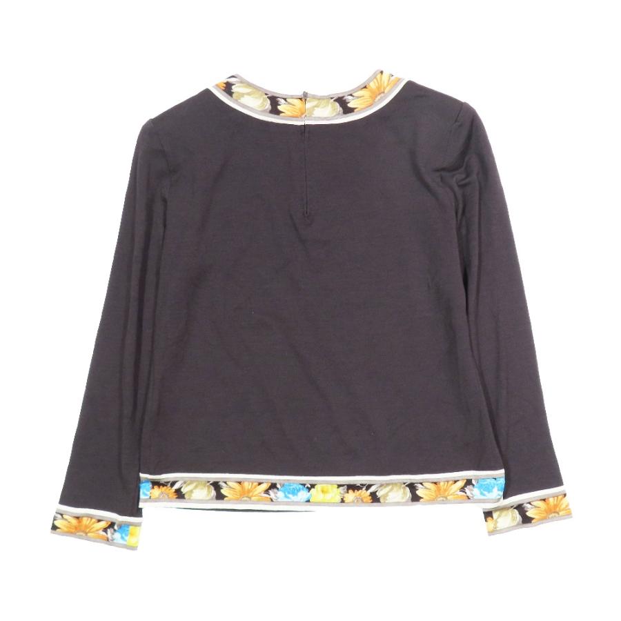 LEONARD FASHION レオナールファッション ウール 肩パッド 花柄 ブラウス カットソー 長袖 L ブラウン レディース 古着 中古 | LEONARD FASHION | 01