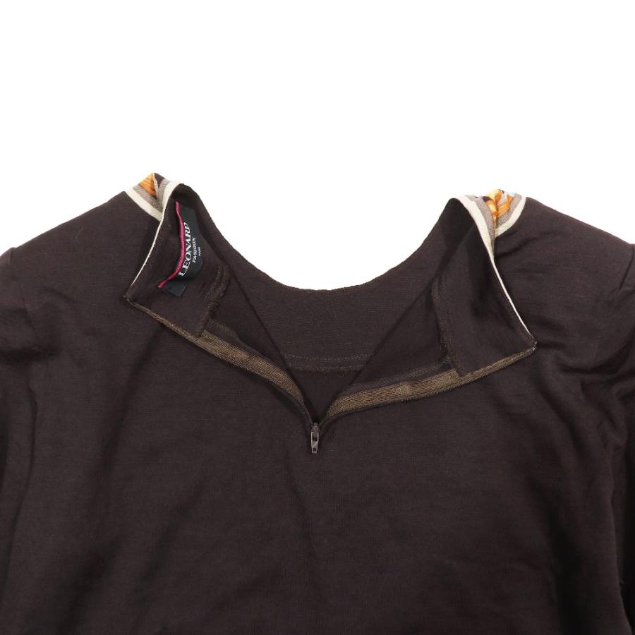 LEONARD FASHION レオナールファッション ウール 肩パッド 花柄 ブラウス カットソー 長袖 L ブラウン レディース 古着 中古 | LEONARD FASHION | 04