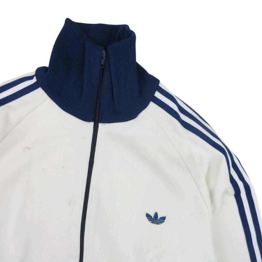 良品 adidas アディダス 70s 80s デサント製 ヴィンテージ ADS-4F トラックジャケット ジャージ アウター 4号 アイボリー 紺 メンズ 古着 中古 | adidas Originals | 02