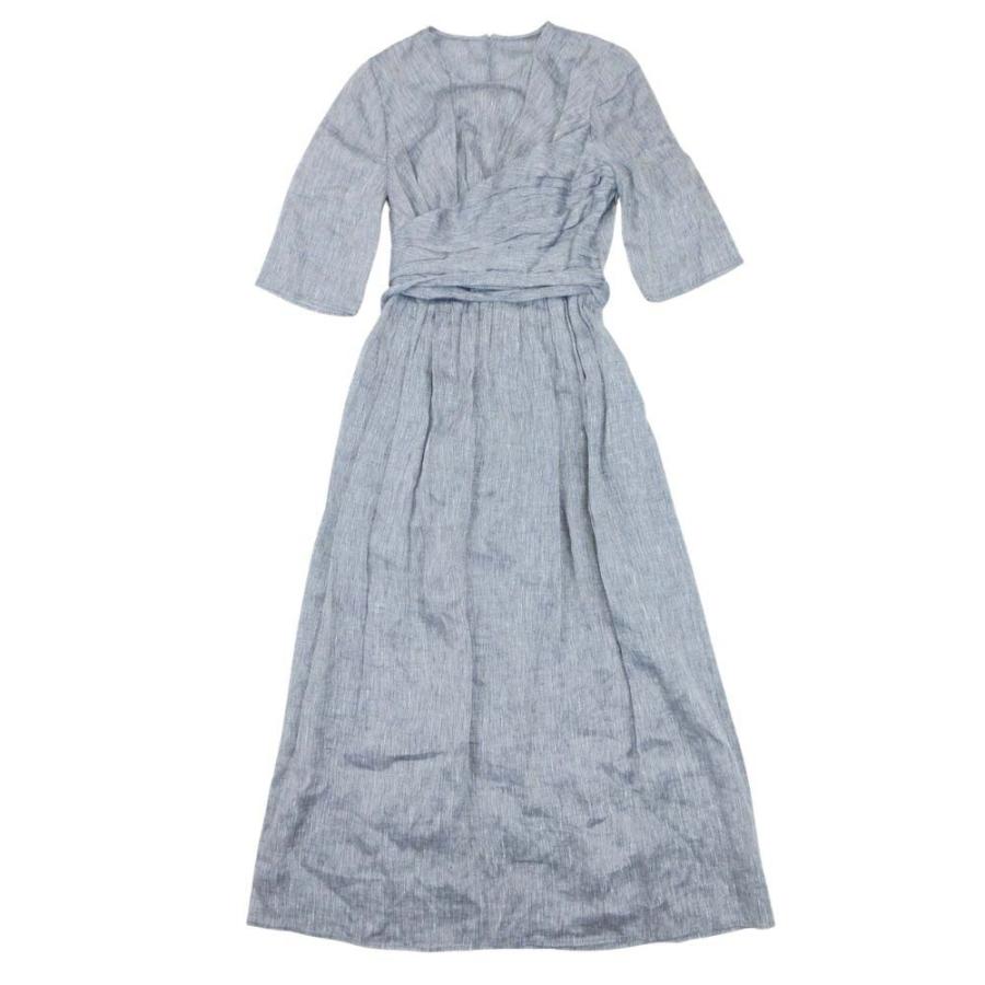 美品 Christian Dior クリスチャンディオール 21ss リネンコットン ドレス ラップ ウエストマーク ワンピース ロング 34 グレー レディース 古着 中古 | Christian Dior | 03