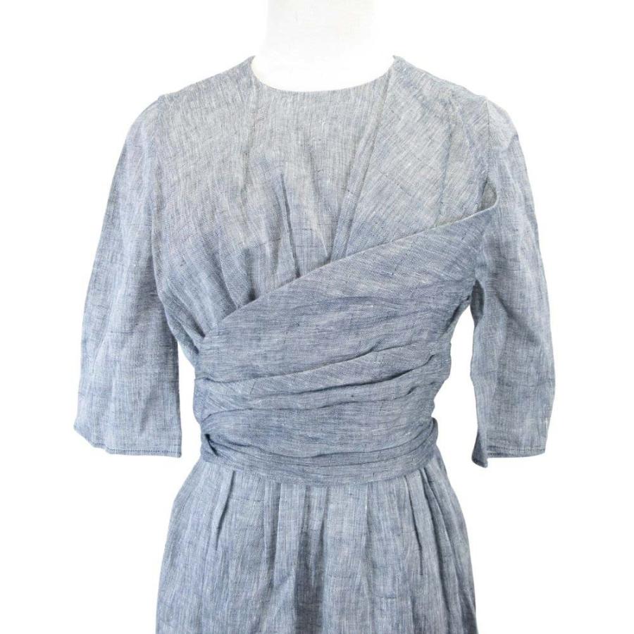 美品 Christian Dior クリスチャンディオール 21ss リネンコットン ドレス ラップ ウエストマーク ワンピース ロング 34 グレー レディース 古着 中古 | Christian Dior | 04