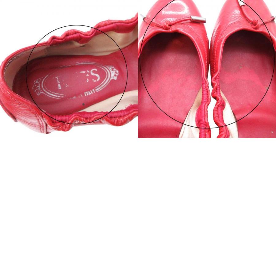 良品 TOD’S トッズ ドライビングシューズ バレエシューズ フラットシューズ 靴 リボン エナメル 39.5 赤 レッド レディース 古着 中古 |  | 09