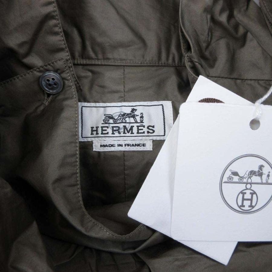 未使用 HERMES エルメス セリエボタン プルオーバー シャツ コットンナイロン トップス カットソー ハイネック 長袖 40 カーキ メンズ 古着 中古 | HERMES | 08
