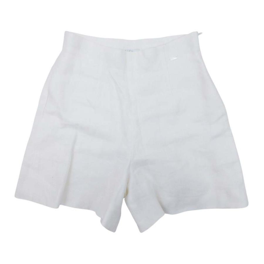 良品 FOXEY フォクシー リネン100％ ショートパンツ ハイウエスト キュロット フレア ボトムス 40 白 ホワイト レディース 古着 中古 | FOXEY