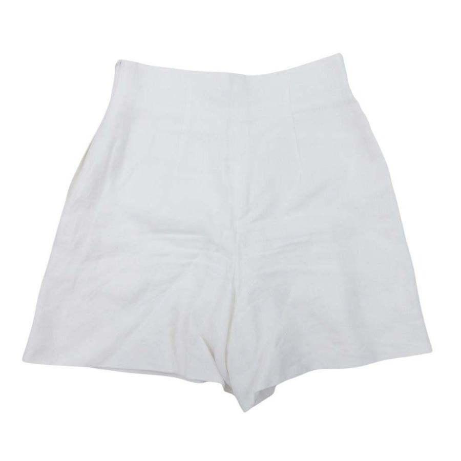 良品 FOXEY フォクシー リネン100％ ショートパンツ ハイウエスト キュロット フレア ボトムス 40 白 ホワイト レディース 古着 中古 | FOXEY | 01