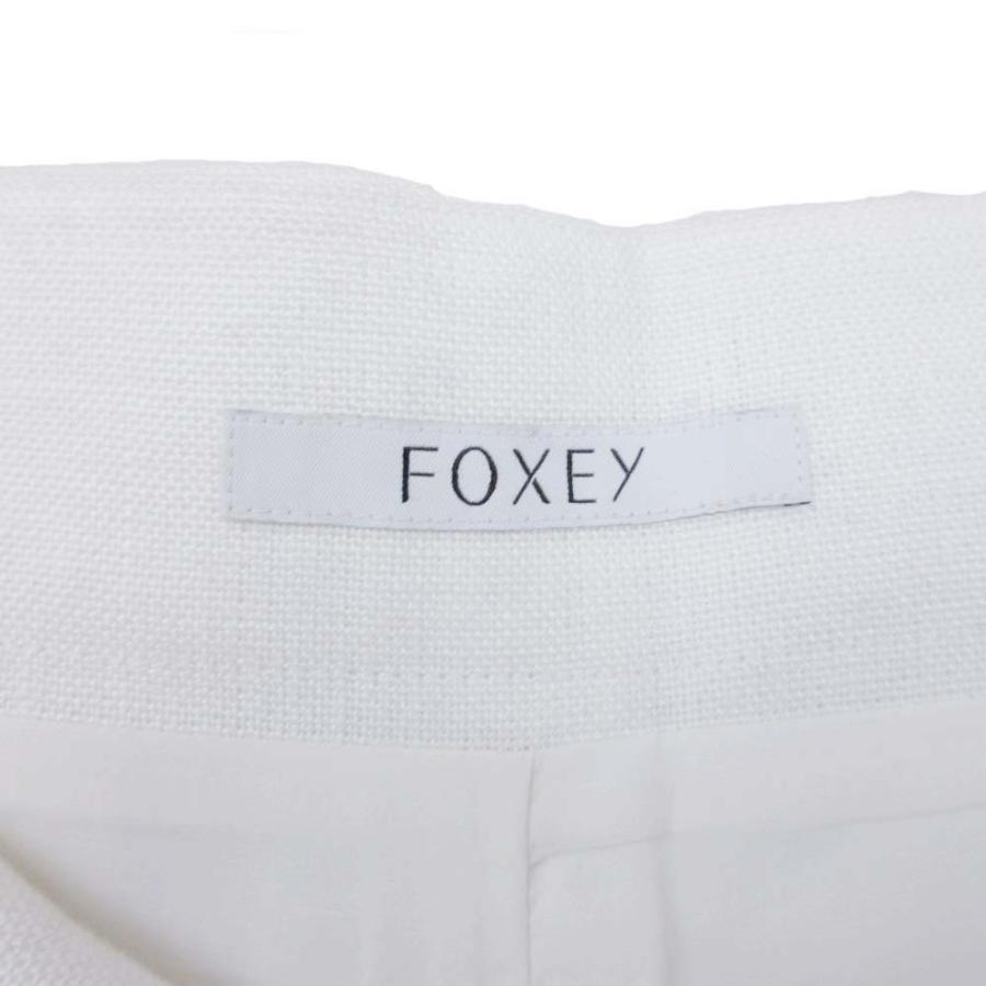 良品 FOXEY フォクシー リネン100％ ショートパンツ ハイウエスト キュロット フレア ボトムス 40 白 ホワイト レディース 古着 中古 | FOXEY | 04