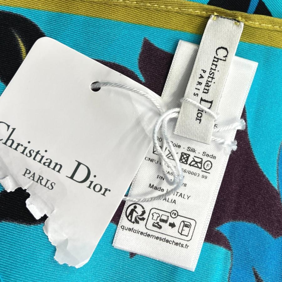 未使用 Christian Dior クリスチャンディオール フラワー ホルターネック シルク トップス カットソー シャツ ブラウス ブルー×マルチ レディース 古着 中古 | Christian Dior | 07