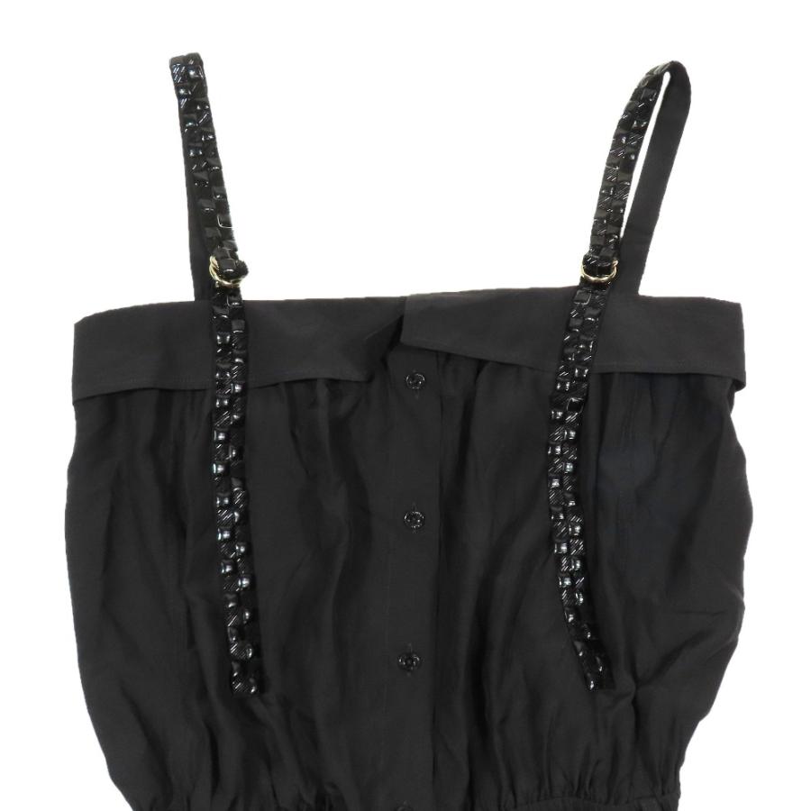 未使用 LOUIS VUITTON ルイヴィトン 24AW ダミエストラップ シルク キャミソール オールインワン コンビネゾン ショートパンツ 38 黒 レディース 古着 中古 | LOUIS VUITTON | 02
