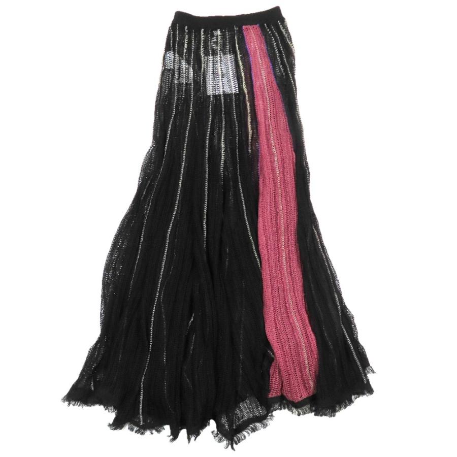 未使用 Christian Dior クリスチャンディオール 21SS リネンレース メッシュ フレアスカート ゴムウエスト ロング フリンジ 36 ブラック レディース 古着 中古 | Christian Dior | 01