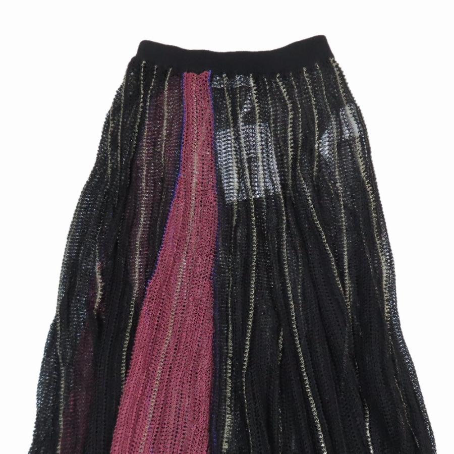 未使用 Christian Dior クリスチャンディオール 21SS リネンレース メッシュ フレアスカート ゴムウエスト ロング フリンジ 36 ブラック レディース 古着 中古 | Christian Dior | 02