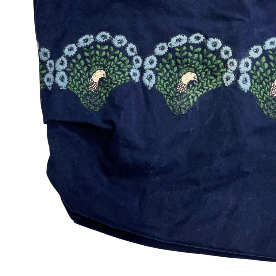 美品 mina perhonen ミナペルホネン peacock ピーコック ショルダー トート ボディ バッグ 鞄 孔雀 刺繍 ra9757 紺 ネイビー レディース 古着 中古 | mina perhonen | 07