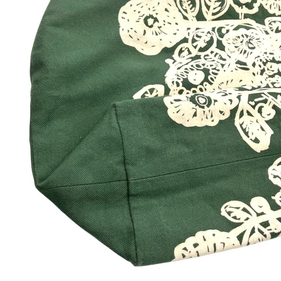 美品 mina perhonen ミナペルホネン flower nest フラワーネスト パニーニ バッグ 鞄 トート ハンド 花柄 鳥 ya9057 緑 グリーン レディース 古着 中古 | mina perhonen | 02