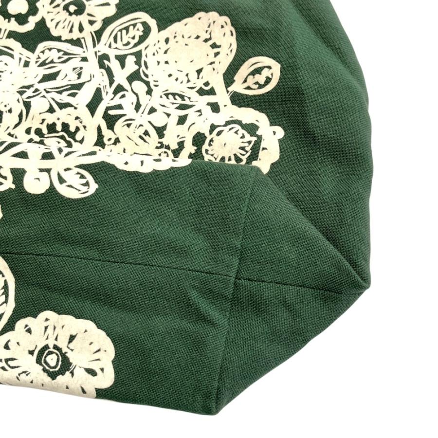美品 mina perhonen ミナペルホネン flower nest フラワーネスト パニーニ バッグ 鞄 トート ハンド 花柄 鳥 ya9057 緑 グリーン レディース 古着 中古 | mina perhonen | 03