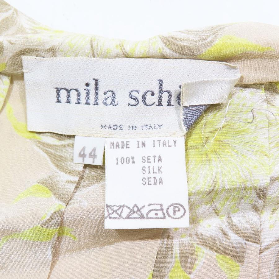 美品 mila schon ミラショーン ヴィンテージ シルク ロング プリーツスカート フレア フラワープリント 44 ベージュ イエロー レディース 古着 中古 | mila schon | 03
