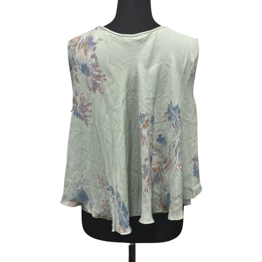 良品 DRIES VAN NOTEN ドリスヴァンノッテン シルク ノースリーブ カットソー シャツ 花柄 フラワー 38 青 ブルー レディース 古着 中古 | DRIES VAN NOTEN | 01