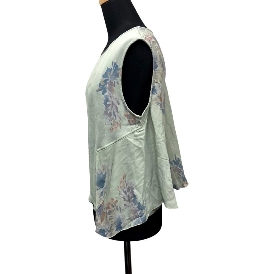 良品 DRIES VAN NOTEN ドリスヴァンノッテン シルク ノースリーブ カットソー シャツ 花柄 フラワー 38 青 ブルー レディース 古着 中古 | DRIES VAN NOTEN | 02