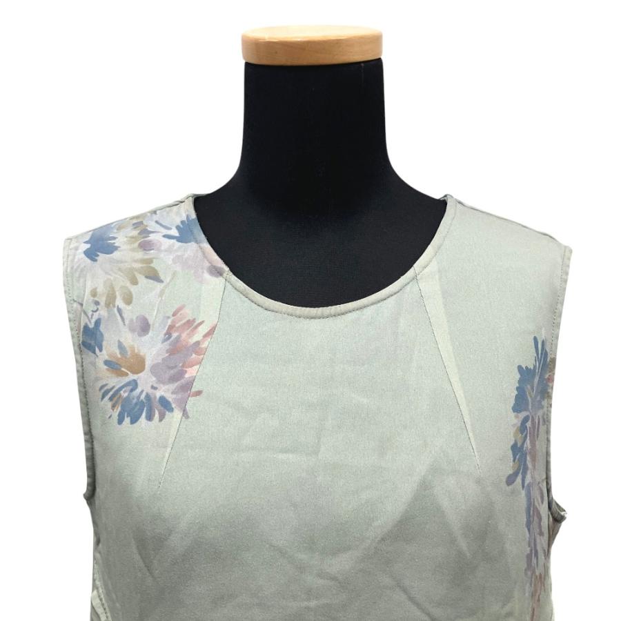 良品 DRIES VAN NOTEN ドリスヴァンノッテン シルク ノースリーブ カットソー シャツ 花柄 フラワー 38 青 ブルー レディース 古着 中古 | DRIES VAN NOTEN | 03