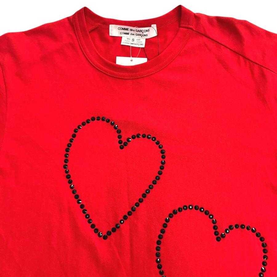 未使用 COMME des GARCONS コムデギャルソン コムコム 24aw ハートストーン 捩れ Tシャツ カットソー オーバーサイズ S 赤 レッド レディース 古着 中古 | COMME des GARCONS | 03